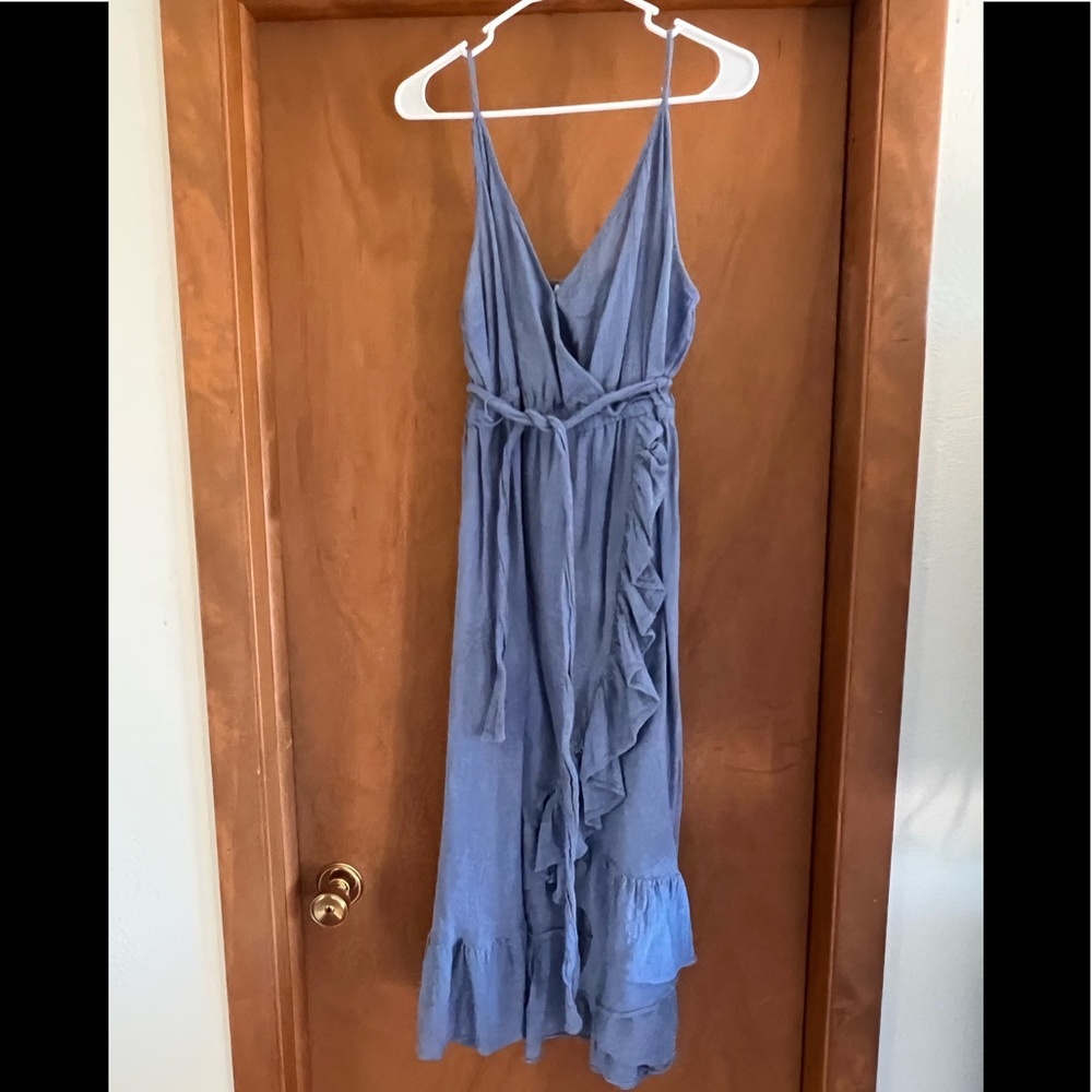 Blue wrap dress